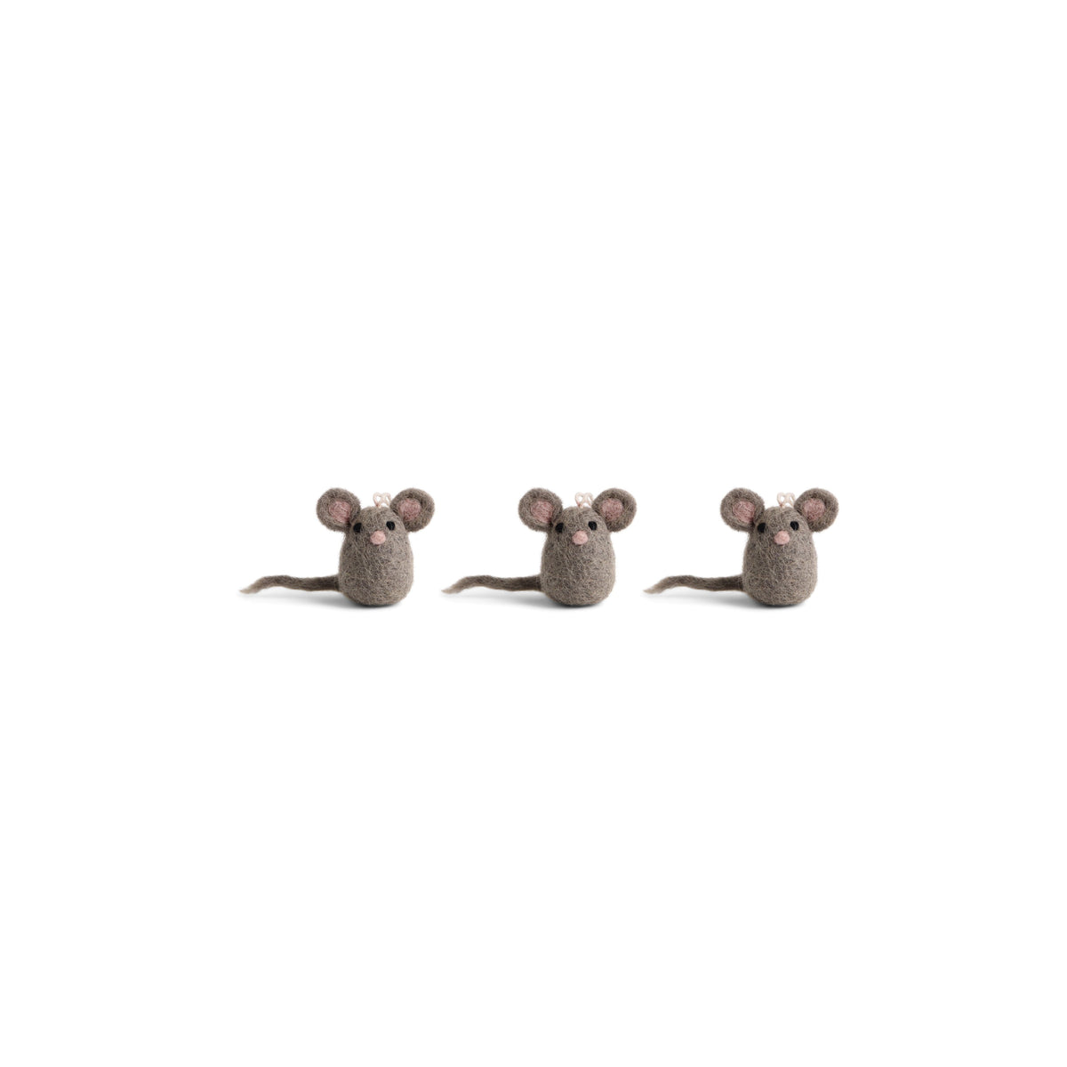 Felt Christmas Tree Decoration - Grey Mice (Set of 3)