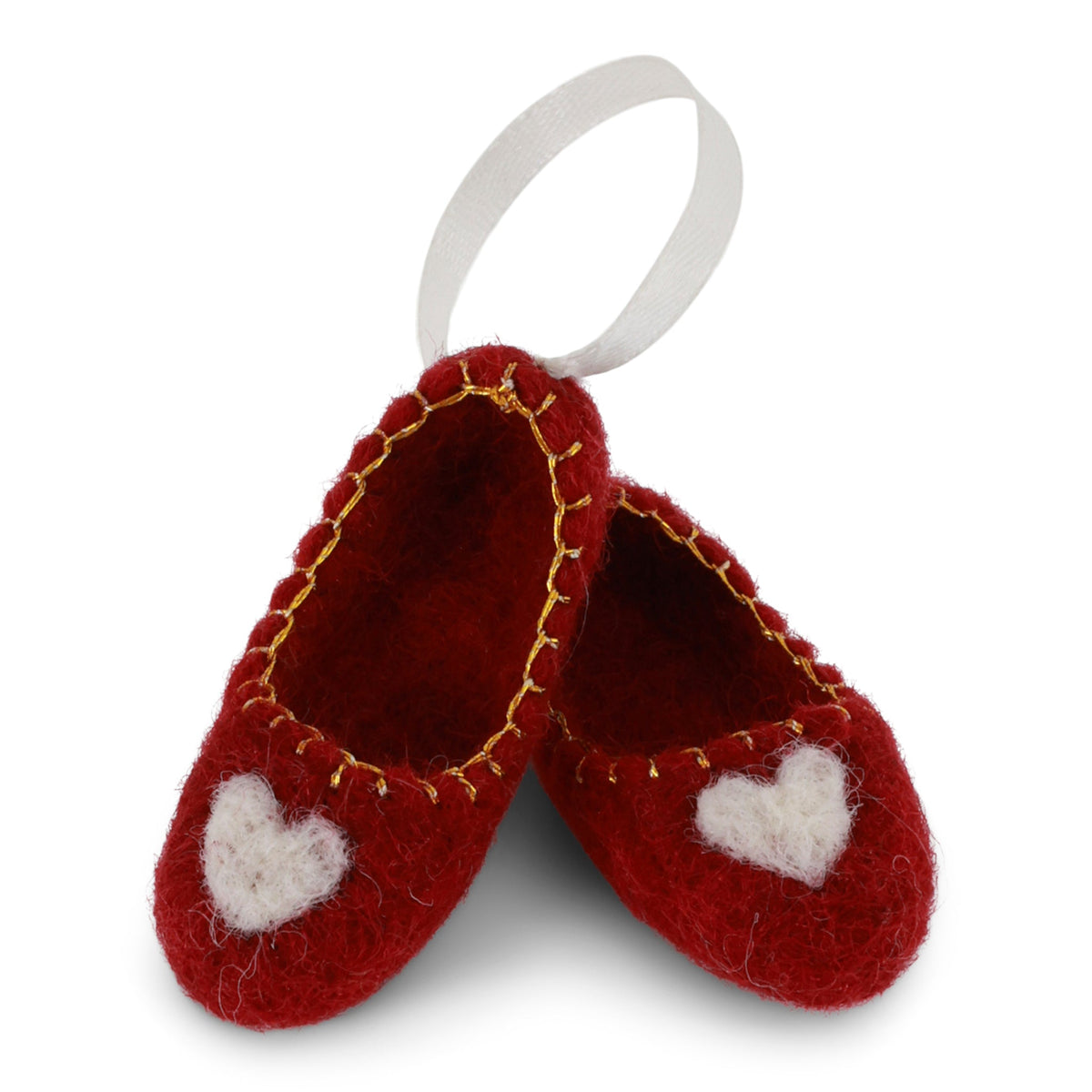 Felt Decoration - Red Ballerina Slippers with Heart