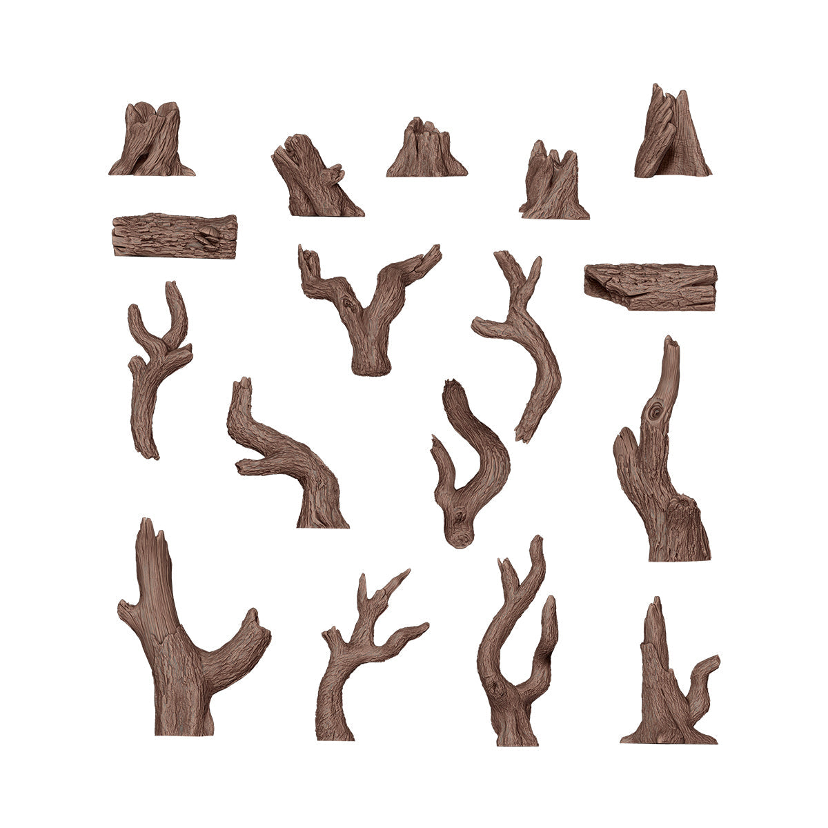 AK Interactive Basing Bits: Dead Tree Basing (17 Pieces)