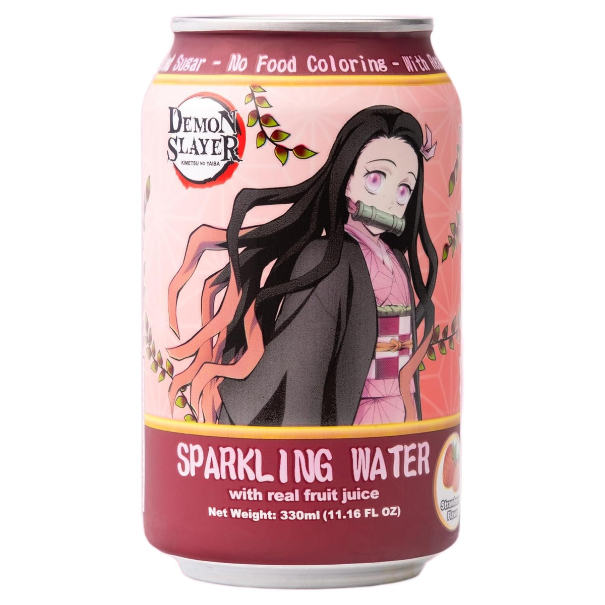 Demon Slayer Strawberry Sparkling Water – 11.16 fl oz (330 ml) Cans – Nezuko Kamado Collectible Anime Drink (1 Can)