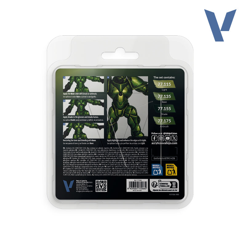 Vallejo True Metallic Metal: Paint Set - Amber Green (4)