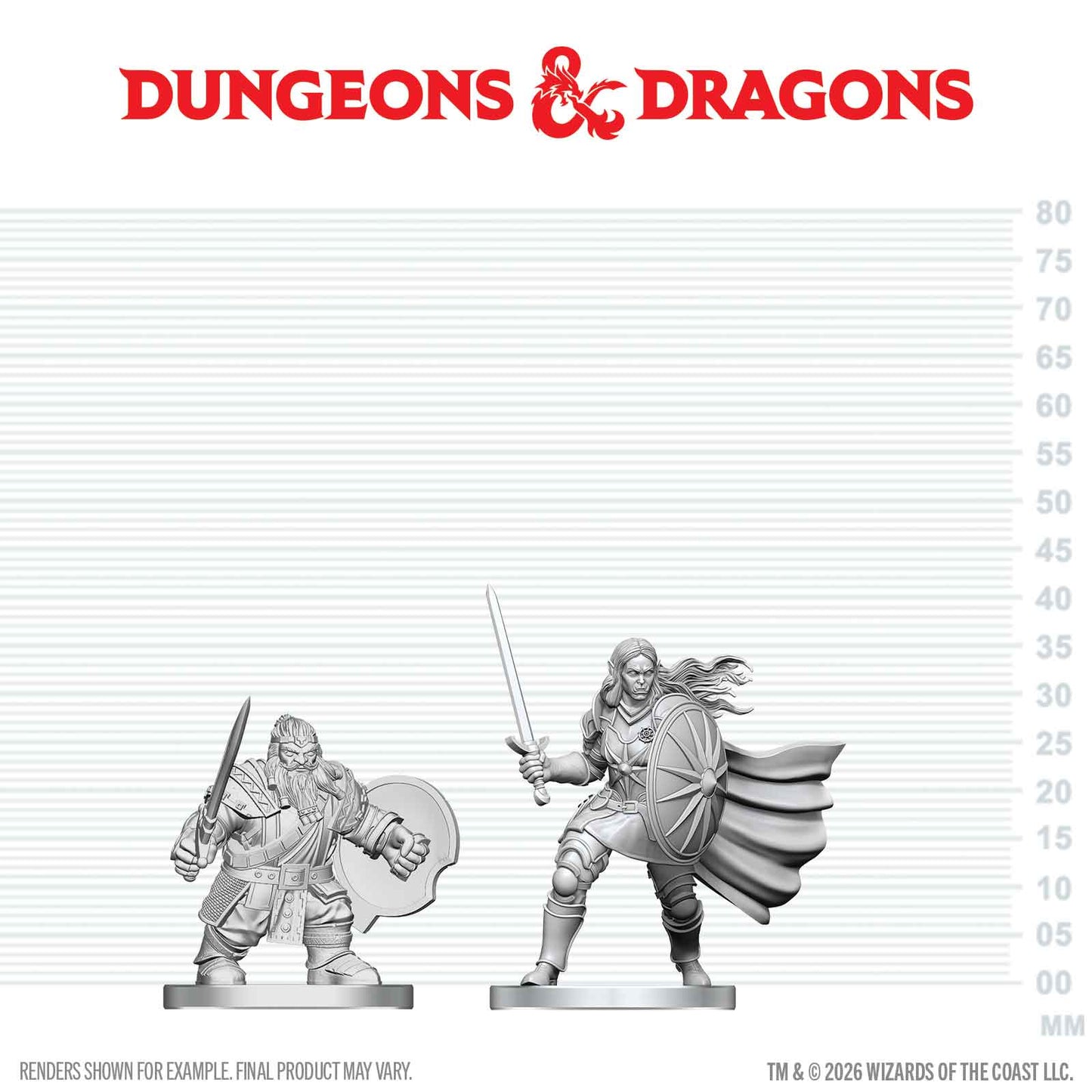 D&D: Nolzur's Marvelous Unpainted Miniatures - Dwarf Fighter & Orc Paladin