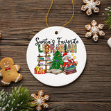 Santa’s Favorite Librarian Christmas Ornament, Fun Library Gift