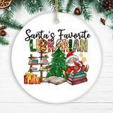Santa’s Favorite Librarian Christmas Ornament, Fun Library Gift