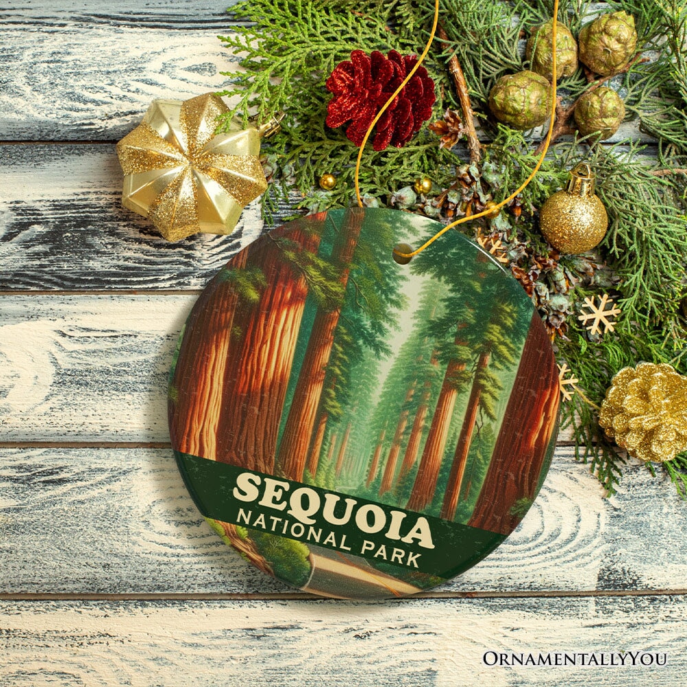 Radiant Sequoia National Park Ornament, California Forest Path Christmas Gift and Nature Explorer Souvenir