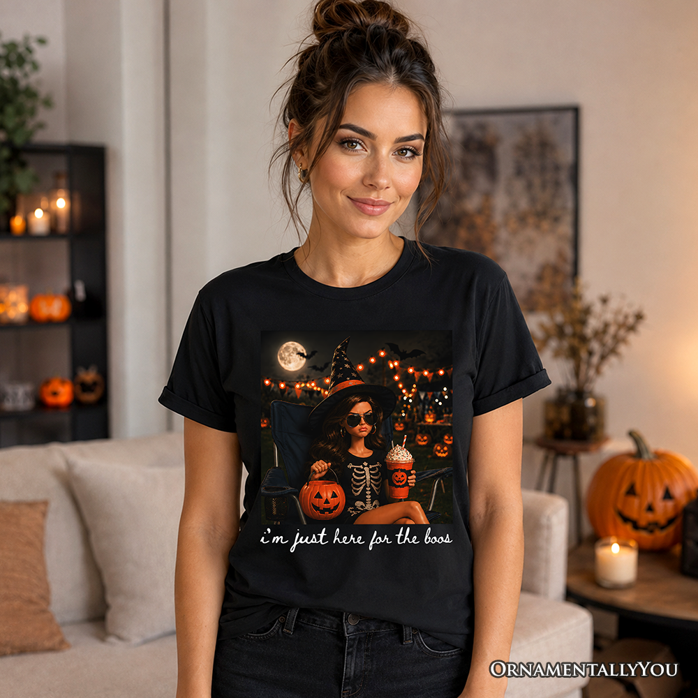 I’m Just Here for the Boos Witch T-Shirt, Funny Halloween Party Tee