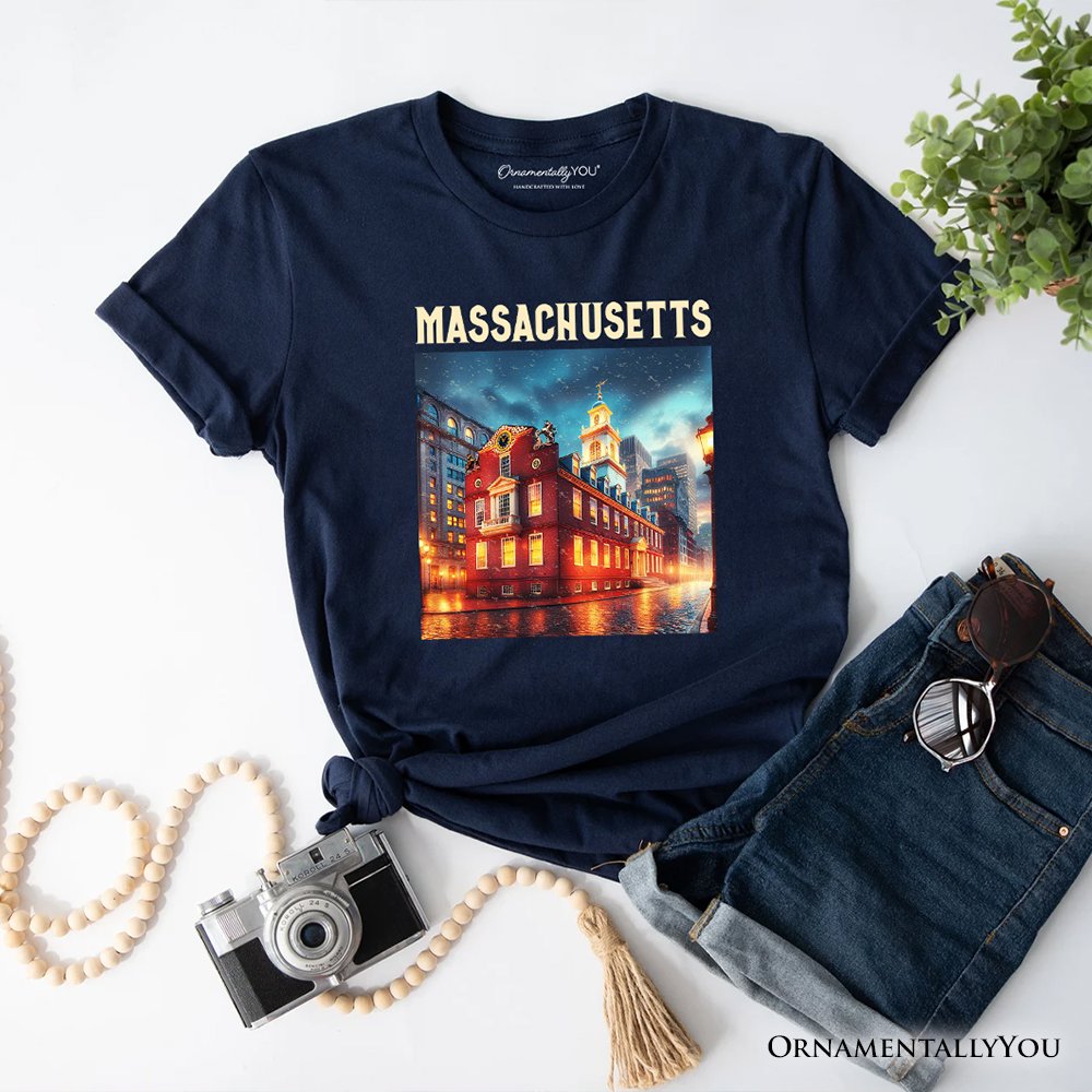 Classic Massachusetts State Old State House T-Shirt, Colonial Landmark Tee and Boston Travel Keepsake Souvenir