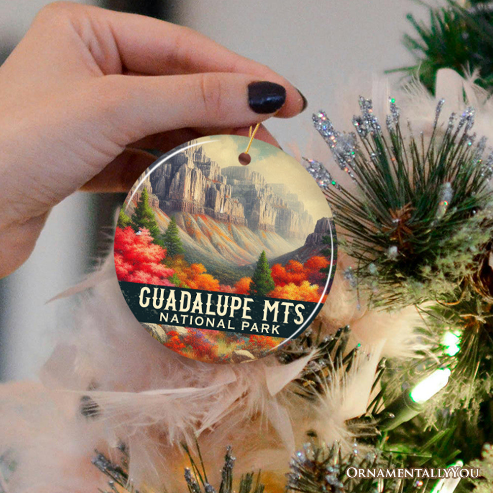 Vivid Guadalupe Mountains National Park Ornament, Texas Desert Peaks and Canyon Christmas Gift and Scenic Wilderness Souvenir