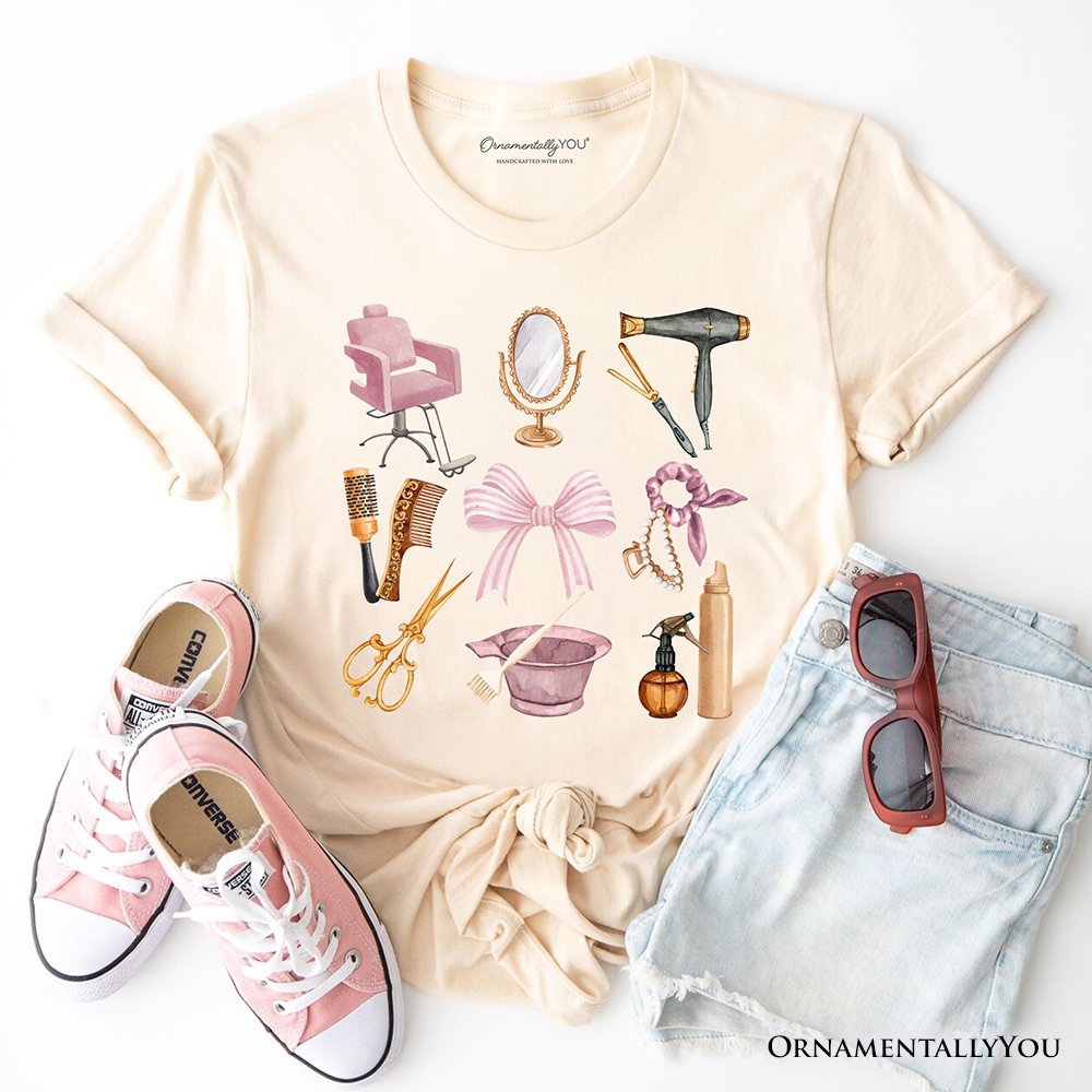 Hairstylist Coquette Aesthetic T-Shirt, Pink Hair Dresser Tee