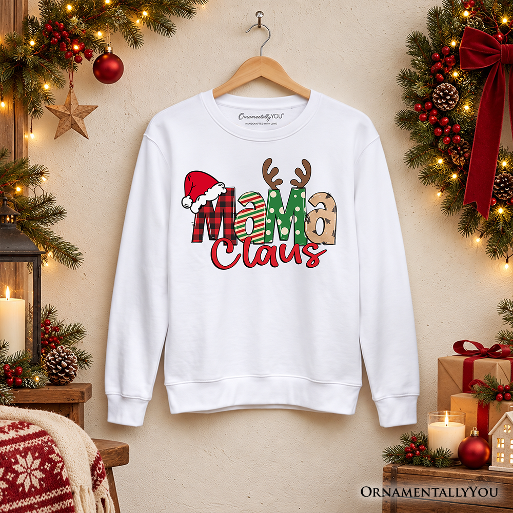 Mama Claus Retro Christmas Sweatshirt, Matching Family Holiday Sweater