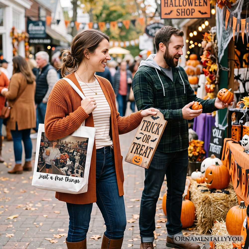 Just a Few Things Halloween Shopping Tote Bag, Funny Spooky Season Decor Lover Gift Shopper