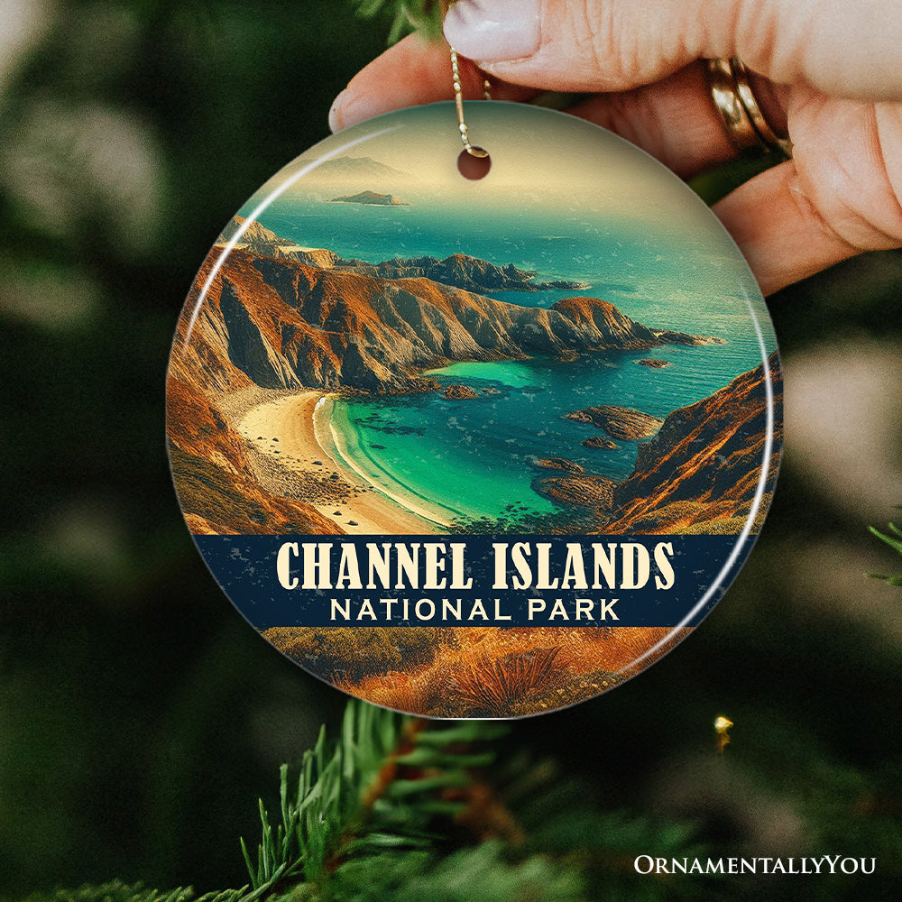 Coastal Channel Islands National Park Ornament, California Rugged Shoreline Christmas Gift and Pacific Ocean Vista Keepsake