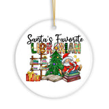 Santa’s Favorite Librarian Christmas Ornament, Fun Library Gift