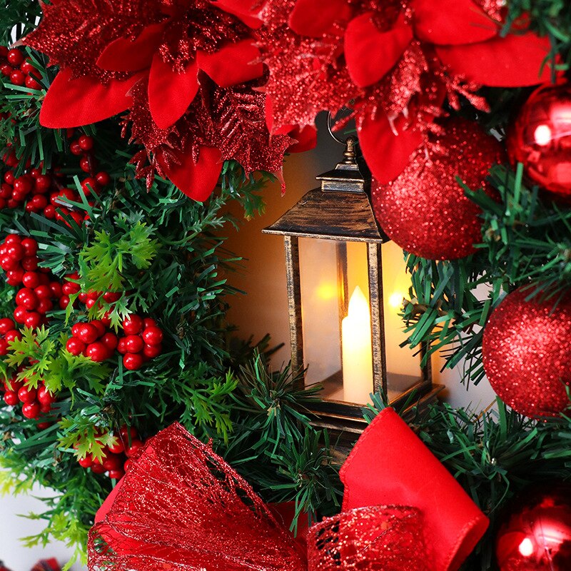 Elegant Red Christmas Wreath Champagne Gold Christmas Wreath Window Door Wall Ornament Decorations Home Halloween Decor Gifts