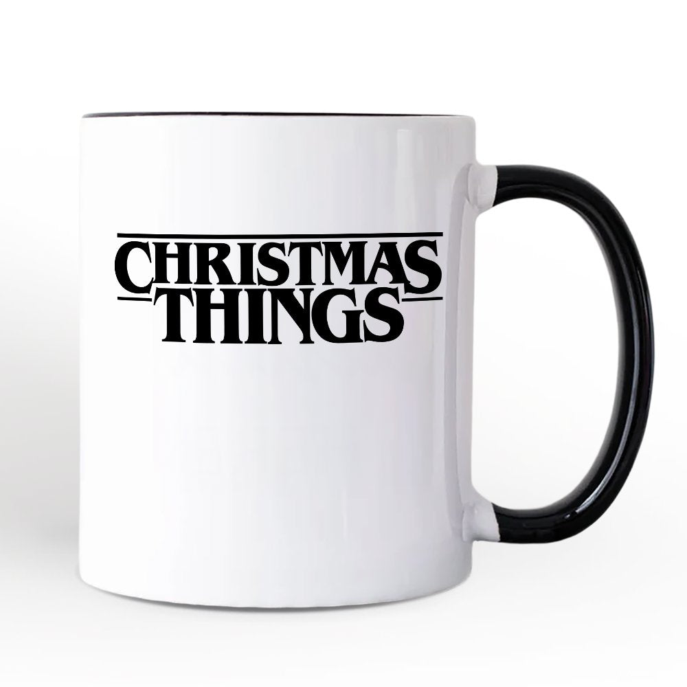 Eerie Christmas Things Vintage Personalized Mug, Handcrafted Retro Horror Gift with Custom Name
