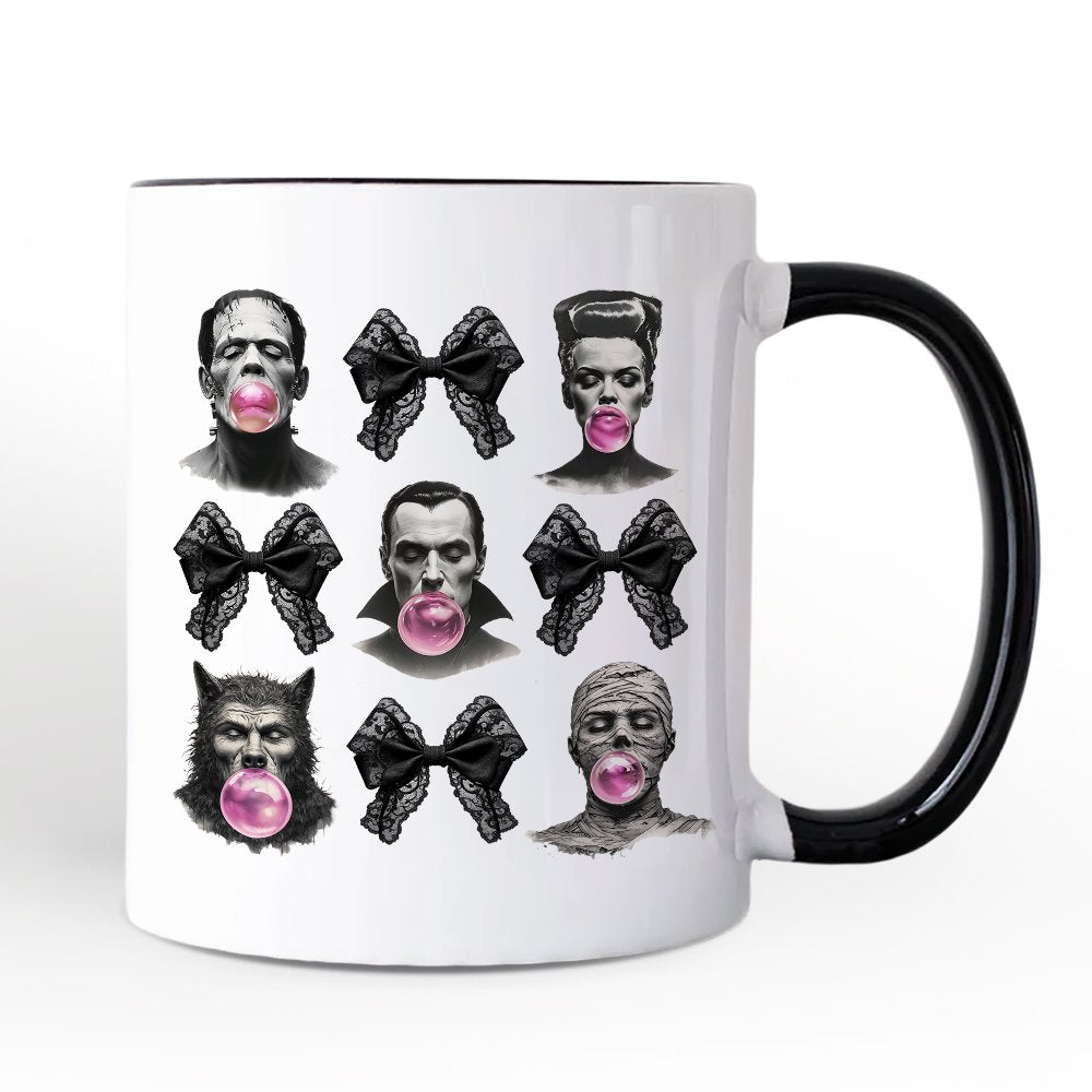 Bubblegum Classic Monster Personalized Mug, Funny Coquette Bow Gift with Retro Style and Custom Name