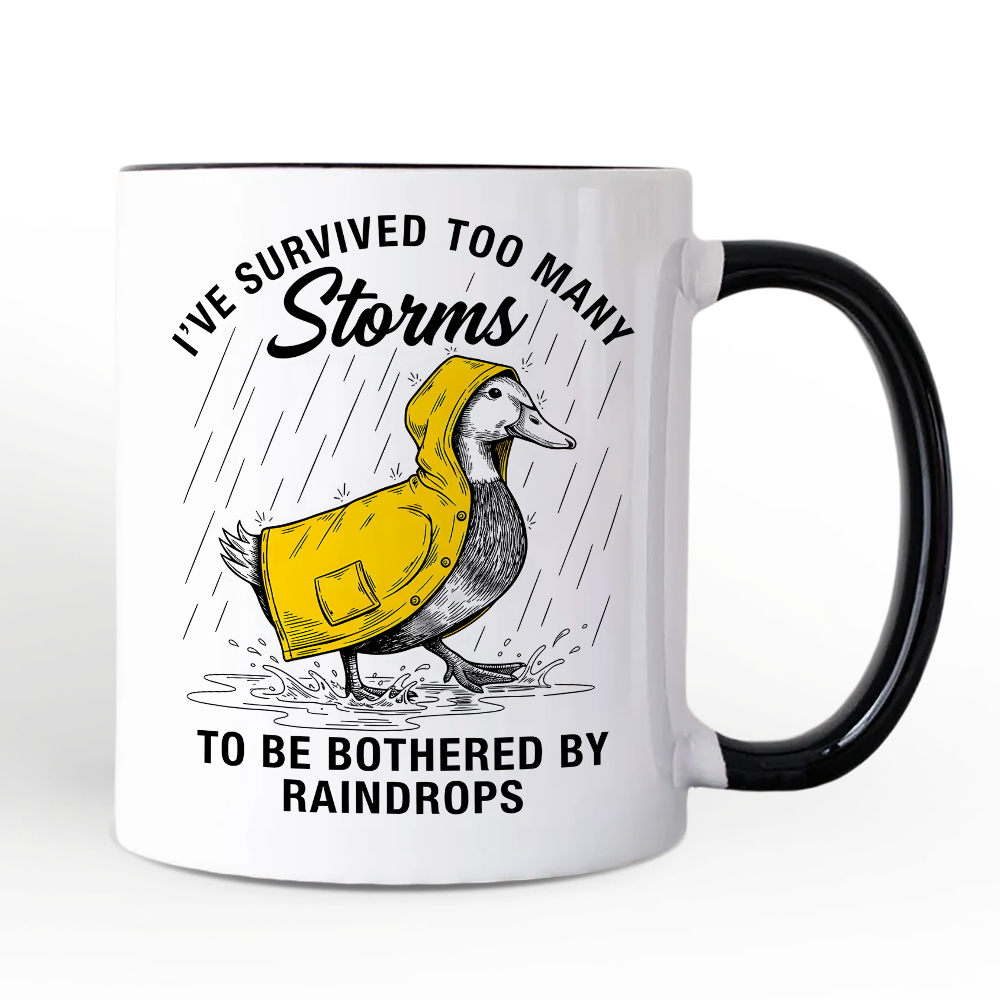 Goose Motivational Personalized Mug, Survived Too Many Storms Funny Quote Gift with Custom Name