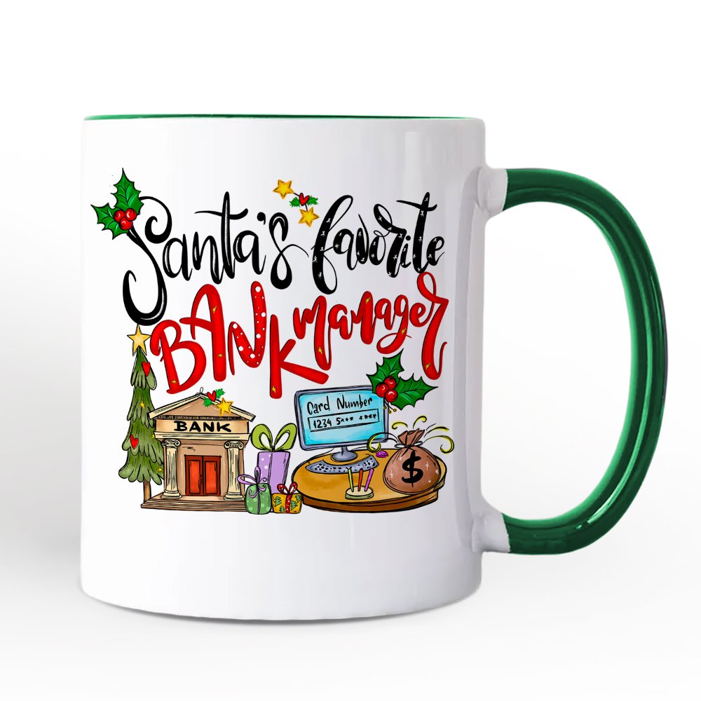 Santa’s Favorite Bank Manager Christmas Personalized Mug, Appreciation Gift with Custom Name