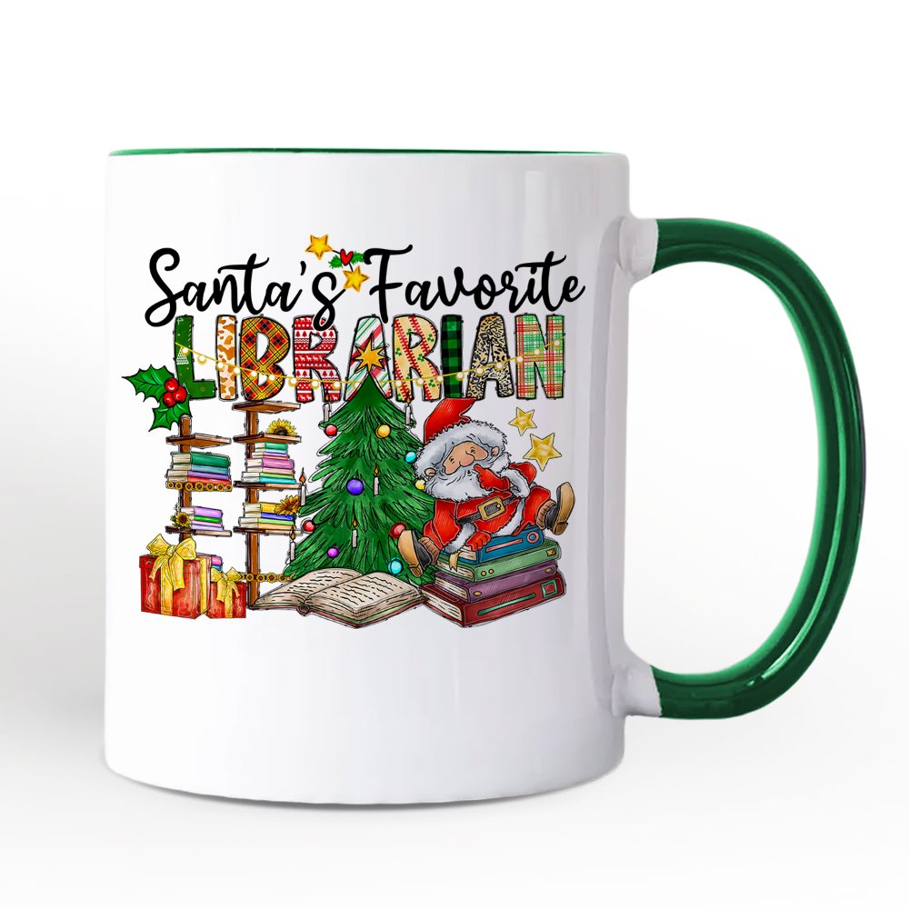 Santa’s Favorite Librarian Christmas Personalized Mug, Fun Library Gift with Custom Name