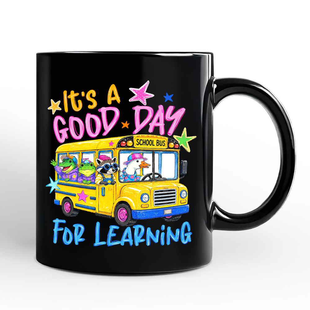 School Bus Good Day for Learning Personalized Mug, Funny Back to School Gift with Custom Name