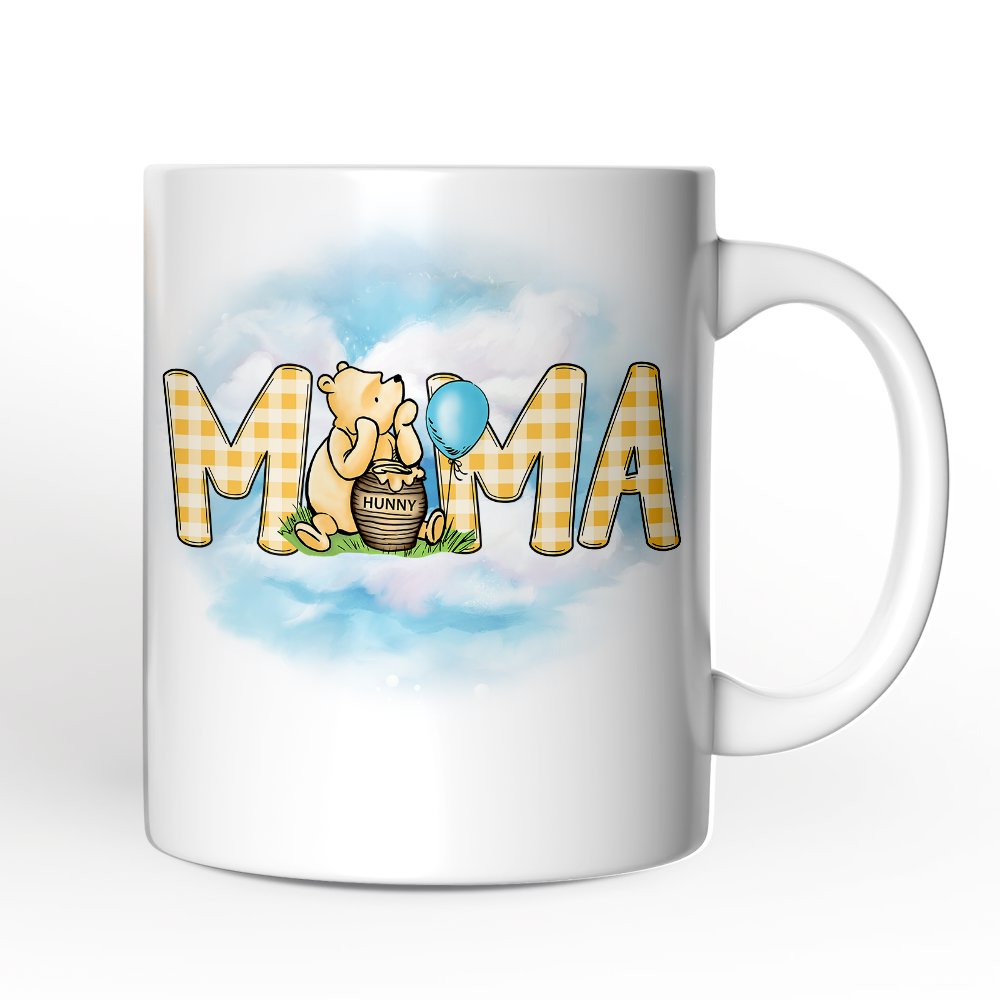 Gingham Mama Winnie-the-Pooh Personalized Mug, 1926 A.A. Milne Mother Family Gift with Custom Name