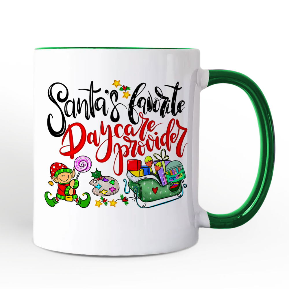 Santa's Favorite Daycare Provider Personalized Mug, Teacher Appreciation Gift with Custom Name