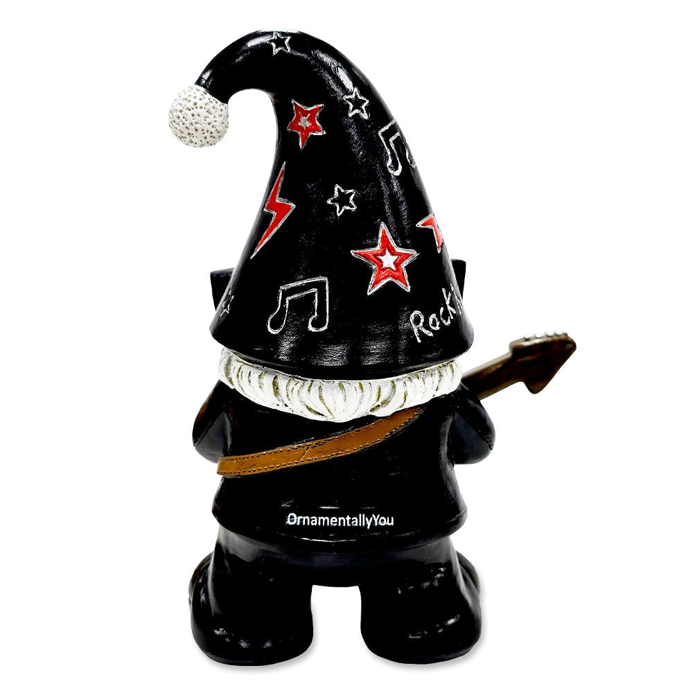 Rockstar Gnome Garden Statue, 7.5" Electric Guitar Playing Dwarf Figurine