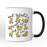 Funny Ducks Not All in a Row Sarcastic Personalized Mug, Mental Health Motivational Gift with Custom Name