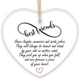 Best Friends are Forever a Piece of Your Heart Quote Christmas Ornament, Sentimental Friendship Gift