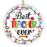Best Teacher Ever Christmas Ornament, Holiday Sparkle Gift for Educators