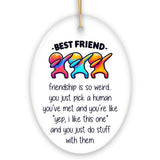 Friendship is So Weird Quote Christmas Ornament, Hilarious Gift and Appreciation for Besties