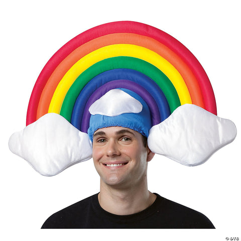 Adult Stuffed Rainbow with Clouds Hat