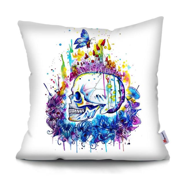 Skull Head Flowers Print Cushion Cover Throw Pillows Covers