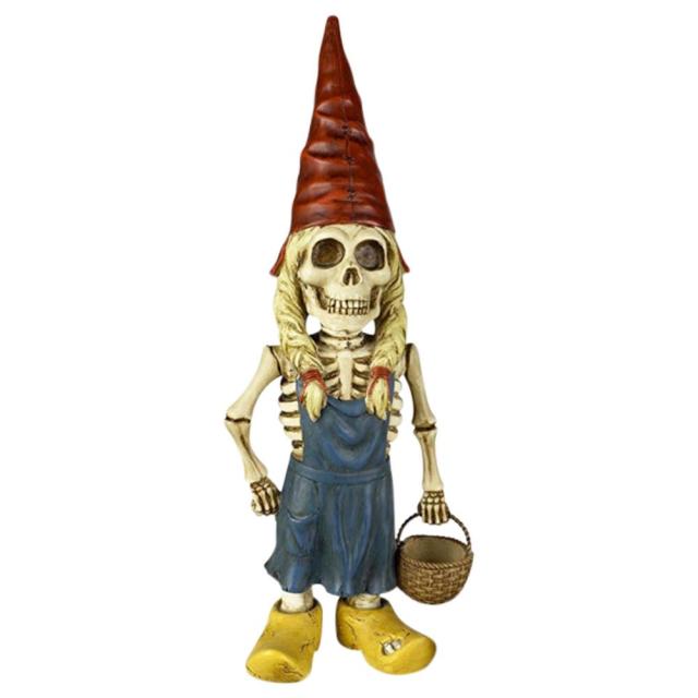 Skeleton Statue Gnome Figurine Resin Garden Sculpture