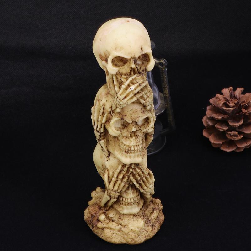 Hear-No See-No Speak-No Evil Skull Statue