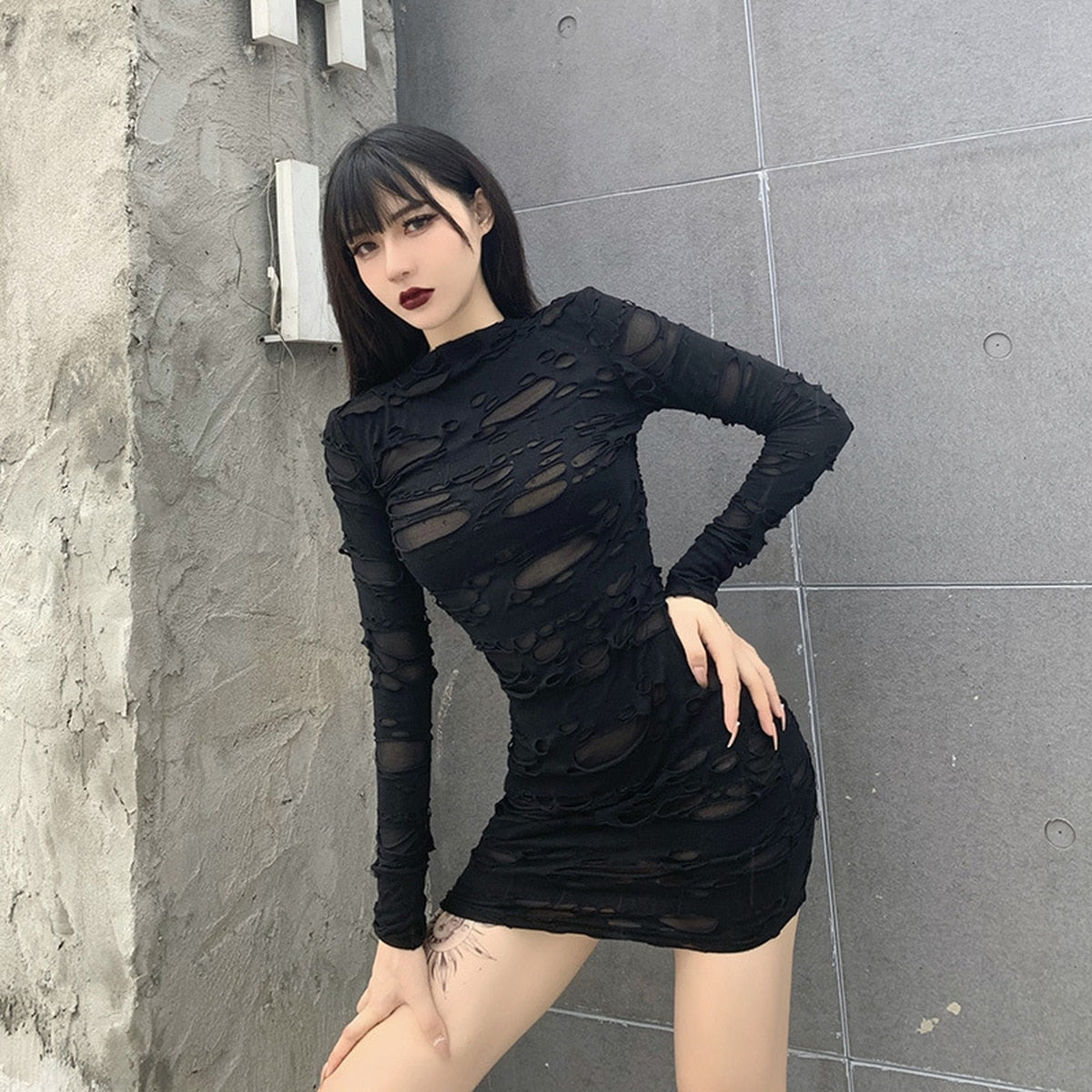 Helisopus New Gothic Black Mini Dress