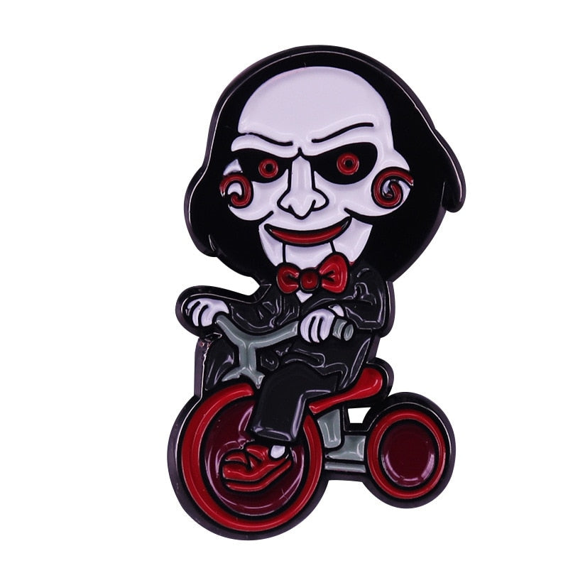 Horror Movie Saw Jigsaw Killer Billy Doll Riding Brooch