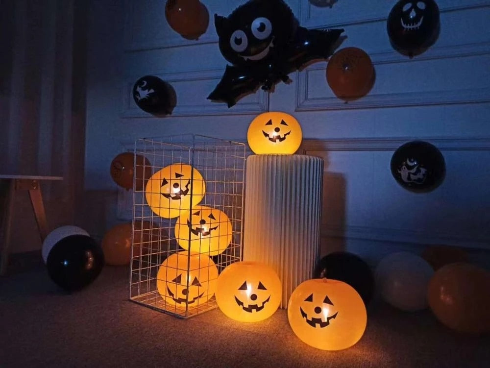 Mini Pumpkin Halloween Balloons With Lights