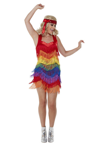 Rainbow Pride 20s Flapper Dress, Multicolored