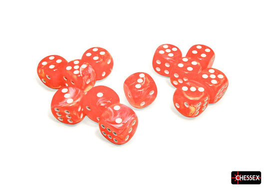 Festive Dahlia/white 16mm d6 Dice Block (12 dice)