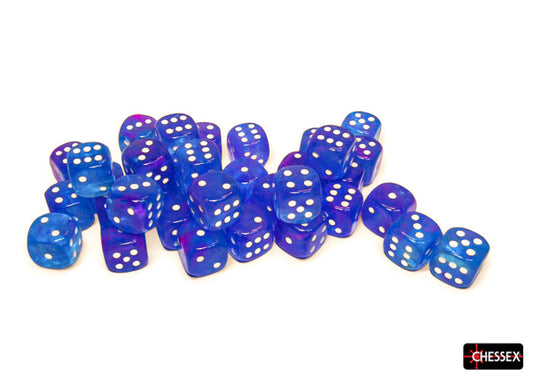 Nebula Aura/white Luminary 12mm d6 Dice Block (36 dice)