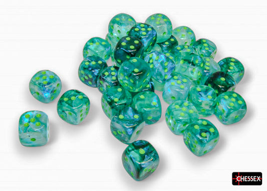 Borealis Kelp/light green Luminary 12mm d6 Dice Block (36 dice)