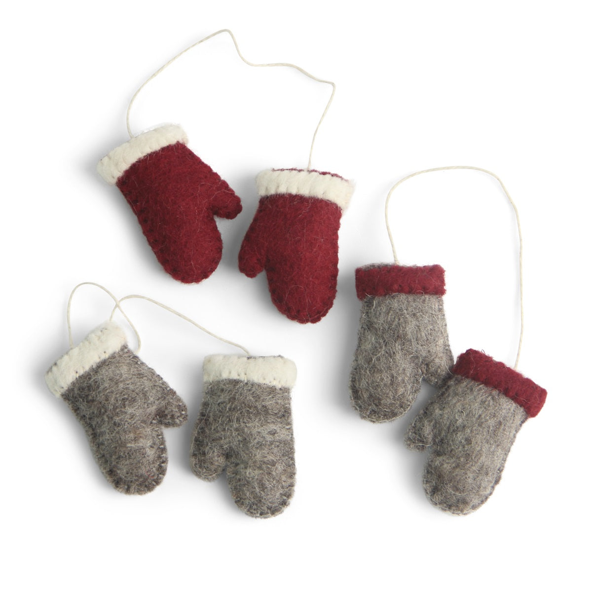 Felt Tree Decoration - Mittens (Set of 3)