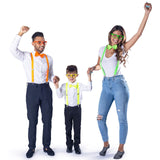 Kids Neon Suspender, Bowtie, & Glasses Accessory Set