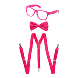 Adults/Teens Neon Suspender, Bowtie, & Glasses Accessory Set