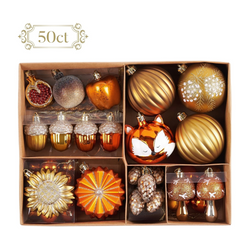 Woodland Fall Christmas Tree Ornaments Set, 50-Piece Autumn Harvest Ornaments