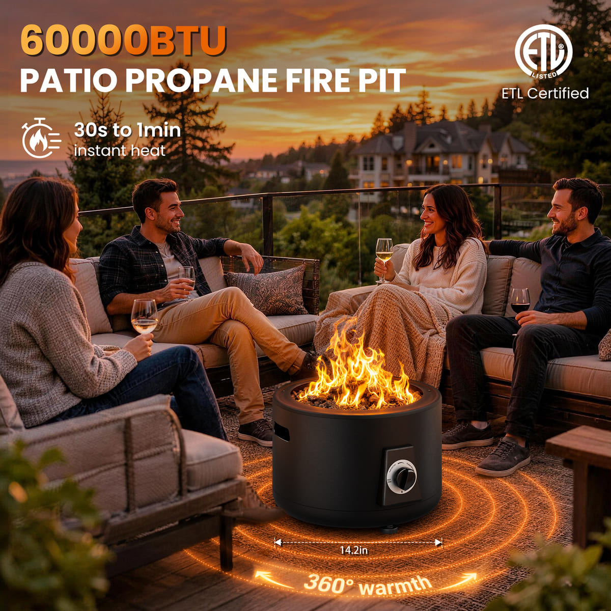 Pyra Base Portable Fire Pit, 60,000 BTU