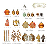 (Pre-Order) Fall Harvest Christmas Tree Ornaments Set, 40-Piece Autumn Woodland Ornaments