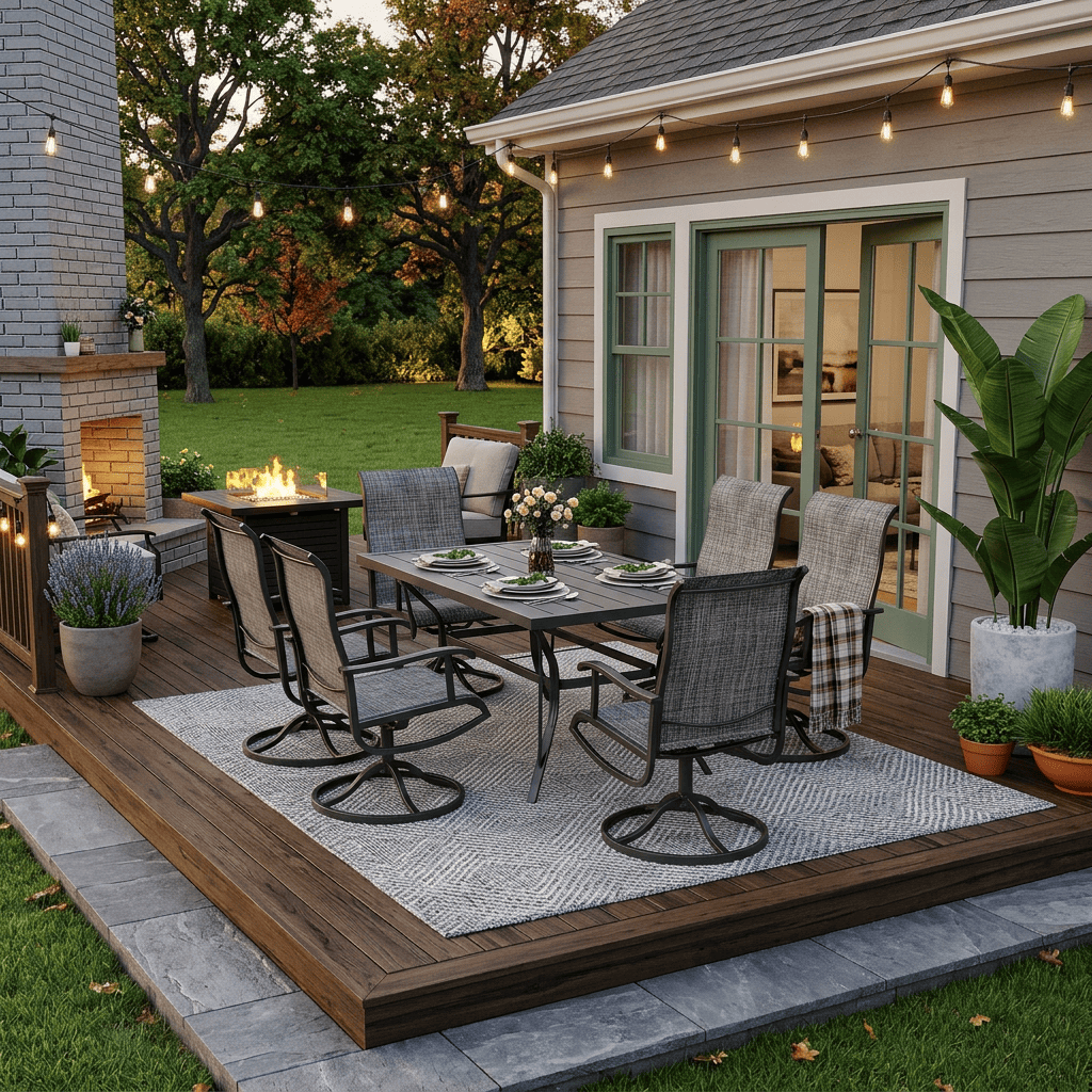 Lume Textilene Outdoor Dining Set, 7-Piece, Full Swivel