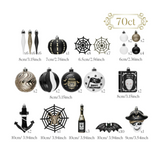 (Pre-Order) Halloween Christmas Tree Ornaments Set, 70-Piece Black & White Gothic Ornaments